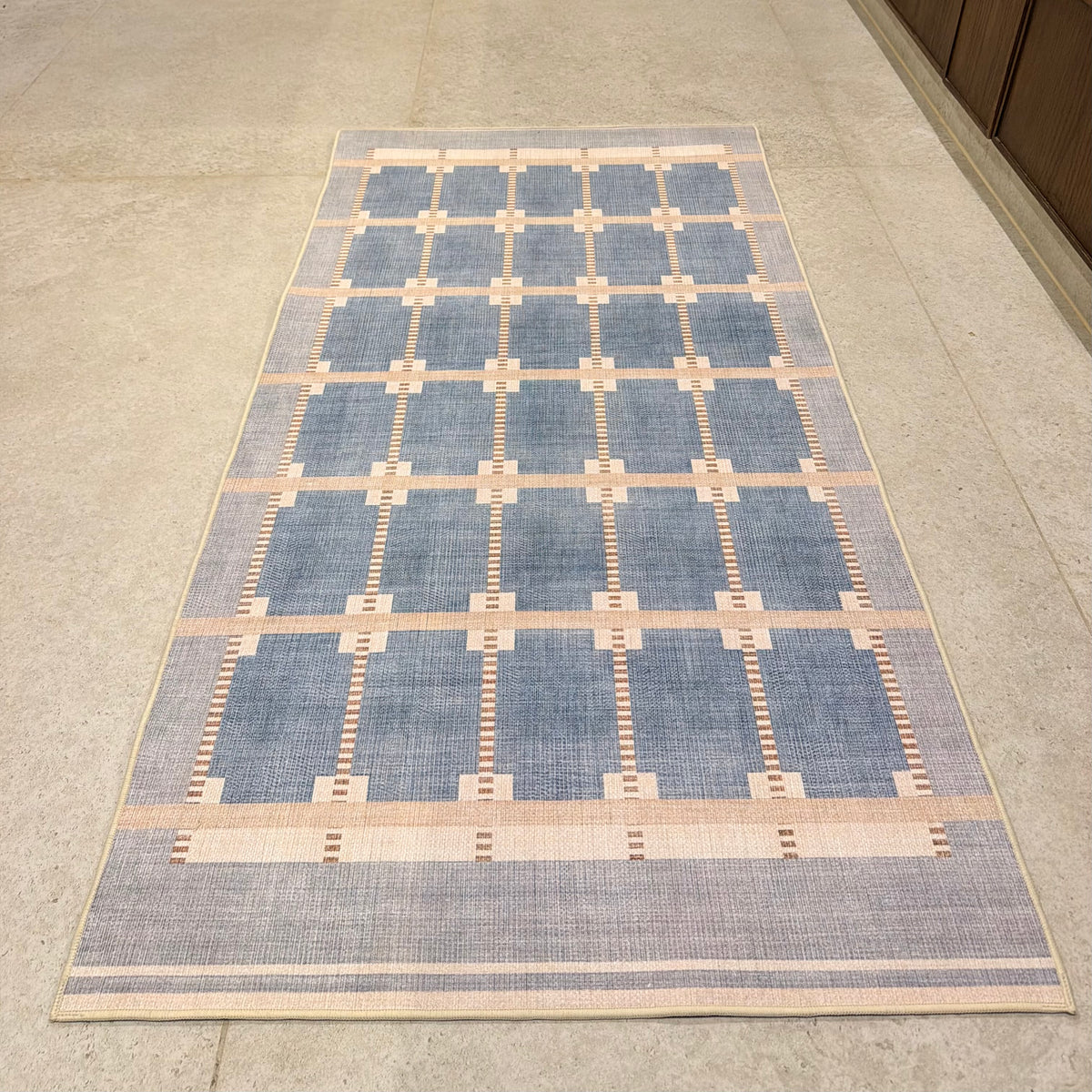 Dust Blue Plaid Kitchen Carpet