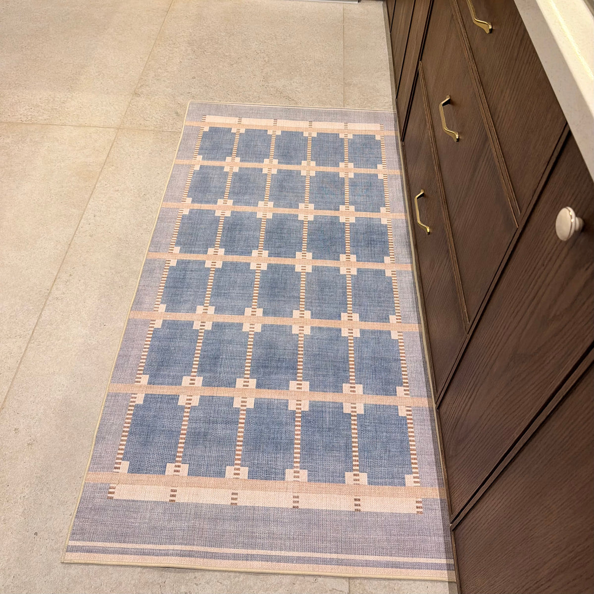 Dust Blue Plaid Kitchen Carpet