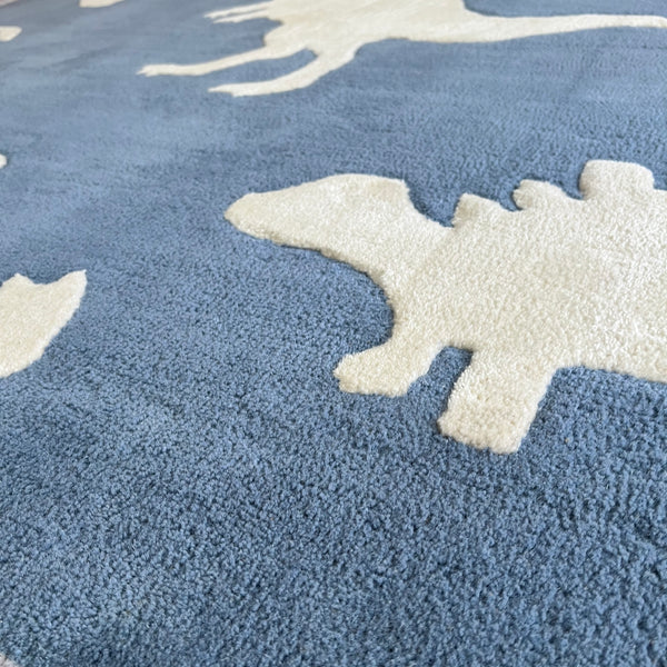 Dino Land Blue Kids Carpet