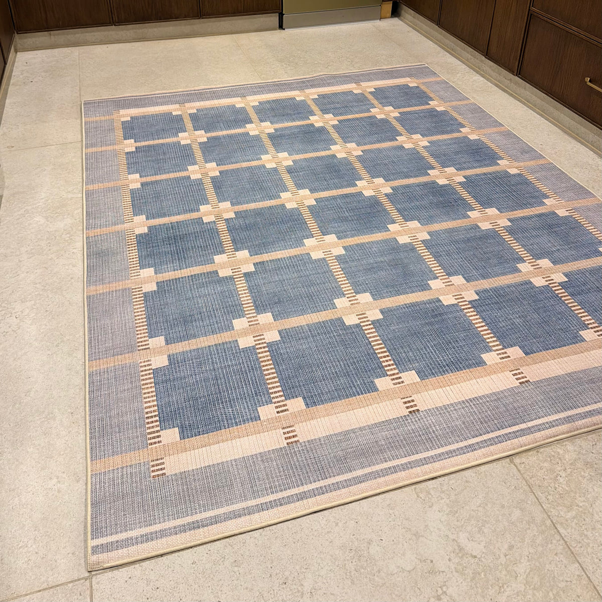 Dust Blue Plaid Kitchen Carpet