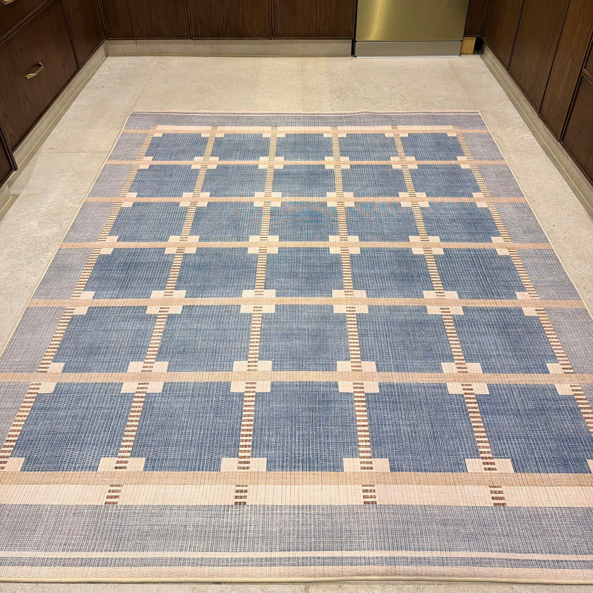 Dust Blue Plaid Kitchen Carpet