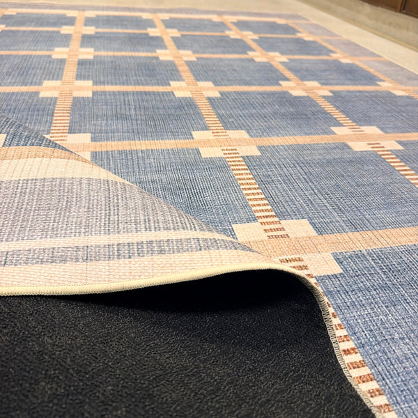 Dust Blue Plaid Kitchen Carpet