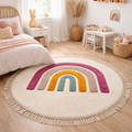 Round Rainbow Kids Carpet