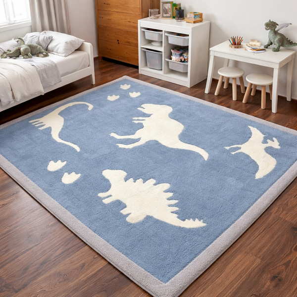 Blue Dino Land Kids Carpet